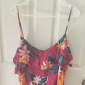 Tropical Print Cold Shoulder Top